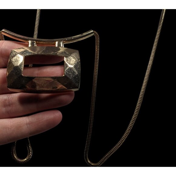 Avenue Geometric Gold Tone Pendant Statement Necklace - Picture 5 of 7